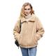 Women Brown Faux Fur Sherpa Coat Jacket Women Teddy Short Coat Jacket Women Winter Shearling Coat Jacket Women Casual Overcoat Women Mid Length Warm Outerwear Women Shaggy Fluffy Fuzzy Coat Jacket S