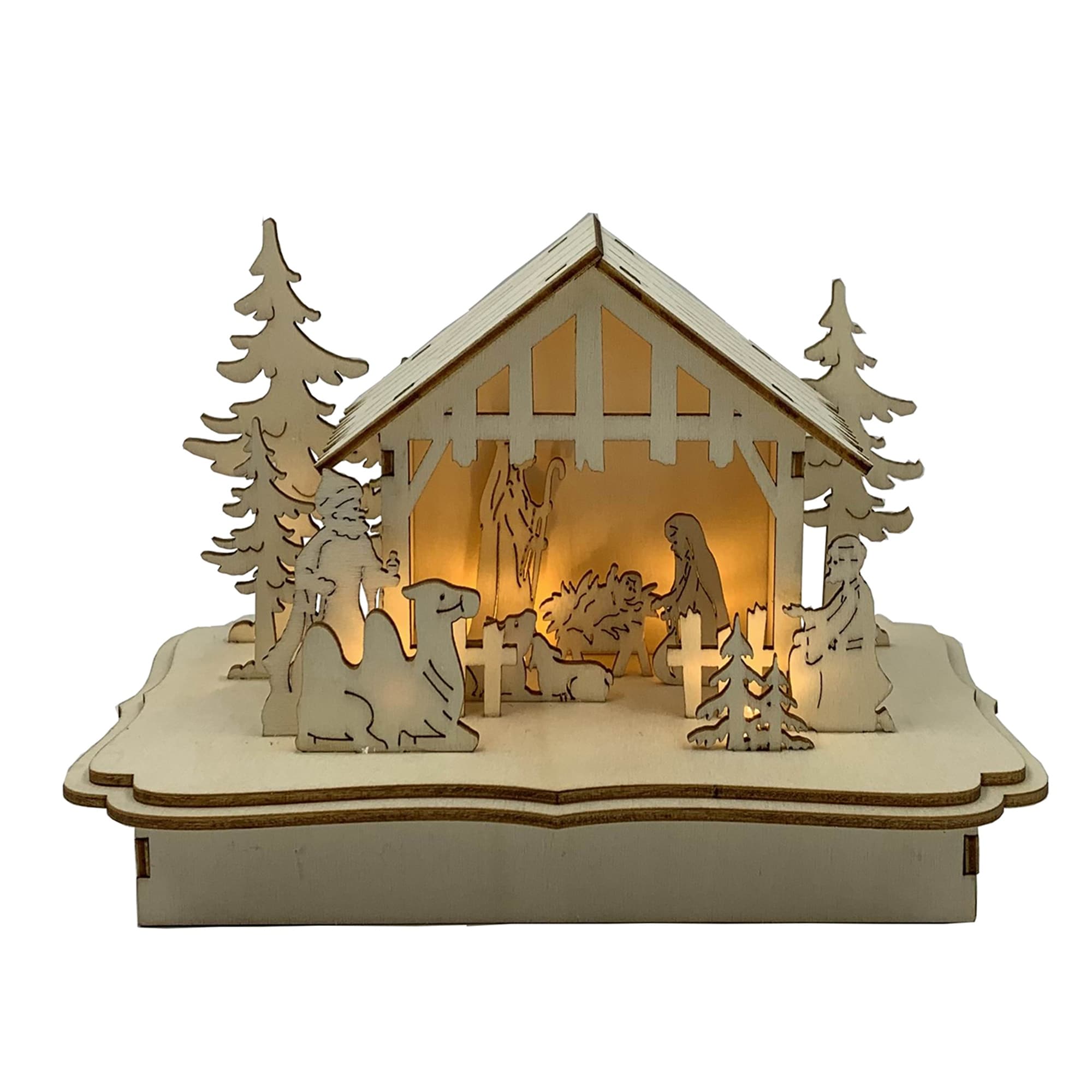 5.4 inch Lighted Nativity Scene - tan