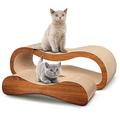 ScratchMe 2 in 1 Cat Scratcher Cardboard Lounge Bed, Cat Scratching Post with Catnip, Durable Board Pads Prevents Furniture Damage,Large