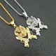 Gun Charms Head Discuting Necklace and Pendant Rock Punk Style Gold Document Stainless Steel Men