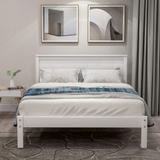 Twin Platform Bed with Headboard, Wood Slat Support, No Box Spring Needed, Espresso