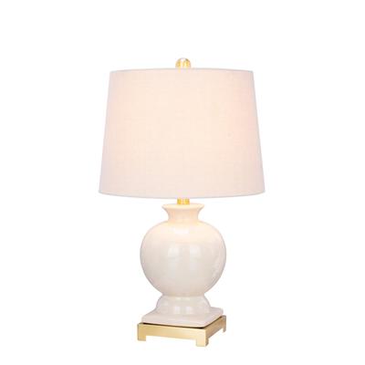 Crackle & Satin Brass Ceramic Eggshell Clear 24" Table Lamp by Fangio Lighting in Clear