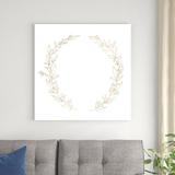 Red Barrel Studio® Wreath in Gold II by Annie Warren - Wrapped Canvas Painting Canvas in White | 36 H x 36 W x 1.25 D in | Wayfair