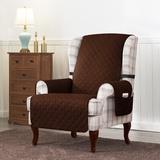 The Twillery Co.® Ayalisse Quilted Box Cushion Wingback Slipcover, Microfiber in Brown | 72 W x 76 D in | Wayfair 3E83240204A24A82B1F29130C33E65E5