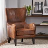 Wingback Chair - Williston Forge Adetola 27" Wide Wingback Chair Polyester/Fabric in Brown | 40.75 H x 27 W x 33.5 D in | Wayfair