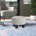 Adeco Round Ottoman Linen Footstool