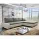 Ecksofa tommaso Sofa mit Schlaffunktion Bettkasten Kissen Couch MA120BE01 Eco Leder Weiß/ Hellgrau