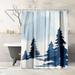 East Urban Home 71" x 74" Shower Curtain, Blue Pine Cone Trees Ii by PI Creative Art Polyester in Blue/Gray | 71 H x 74 W in | Wayfair