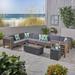 Oana Outdoor U-shaped 8-seat Acacia Sectional Sofa Set w/ Fire Pit by Christopher Knight Home