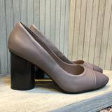 Nine West Shoes | Flawless Nine West Purple-Grey Leather Round Heel Pump 6.5m | Color: Black/Gray | Size: 6.5