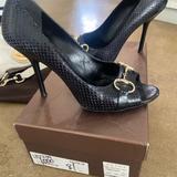 Gucci Shoes | Gucci Black Python Snakeskin Heels In Original Gucci Shoe Box | Color: Black | Size: Eur 38.5/Us 8.5