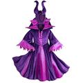 Disney Store Maleficent Costume For Kids, Sleeping Beauty, 2 Pc. Set, Pull-On Embellished Gown, Kids Dressing Up Costume Features Matching Headpiece, Halloween Costume for Kids - 9-10 Years