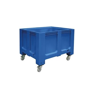 Palettenbox, 4 Rollen, 610 Liter, 1200x1000x915 mm, Tiefkühlhaus geeignet, blau