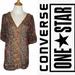 Converse Tops | Converse One Star Sheer Floral Blouse Xl | Color: Black/Red | Size: Xl