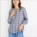 Madewell Tops | Madewell Leysfield Plaid Popover Top | Color: Blue/White | Size: Xs