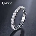 UMODE De Mariage 3mm 0.1 Carat Ronde CZ Or Blanc Couleur simulé Éternité Anneau Bandes Nouveau