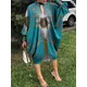 VONDA – Robe à fleurs style bohémien pour femmes manches longues col rond décontractée tenue de