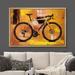 IDEA4WALL Mountain Bike Against Bright Yellow Background - Floater Frame Painting on Canvas Canvas | 16 H x 24 W x 1.5 D in | Wayfair 8022271714389