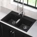 KRAUS 33 Inch Dual Mount Double Bowl Kitchen Sink w/ WasteGuard™ Garbage Disposal Granite in Black | 10.13 H x 33 W x 22 D in | Wayfair