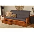 The Twillery Co.® Stratford Full Futon Frame Includes Storage Drawers w/ Mattress Wood/Solid Wood/Polyester in Brown | 37 H x 80 W x 31 D in | Wayfair