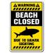 Trinx Arreguin Beach Closed Due to Shark Sign Resin/Plastic | 11 H x 17 W x 0.1 D in | Wayfair D59CD80C9AC84C75B0611356C3D214C1