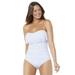 Plus Size Women's Fringe Bandeau One Piece Swimsuit by Swimsuits For All in Bianco (Size 18)