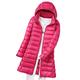 Lightweight Down Jacket Women Packable Ladies Puffer Jacket Long Puffer Coats for Women Puffa Jackets With Hood Oversized Longline Waterproof Womens Down Feather Coat Quilted Padded Jackets Rose XXL