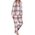 Slenderella Ladies Luxury Grey & Red Check Print Soft Yarn Dyed Cotton Collared Button Up Long Sleeve & Trouser Traditional Pyjamas Small UK 10/12