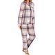 Slenderella Ladies Luxury Grey & Red Check Print Soft Yarn Dyed Cotton Collared Button Up Long Sleeve & Trouser Traditional Pyjamas Small UK 10/12