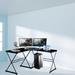 Inbox Zero Cerelly L-Shaped Desk Glass/Metal in Black/Gray | 29 H x 51 W x 51 D in | Wayfair E76A26F249754F41A3783BCF138E42A6