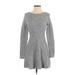Hollister Casual Dress - A-Line: Gray Solid Dresses - Women's Size X-Small
