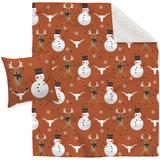 Texas Longhorns Holiday Reindeer Blanket and Pillow Combo Set