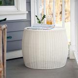 Handwoven Resin Barrel Side Table Storage Container