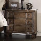 Baudouin Weathered Oak Nightstand, Bedside Table With 3 Drawers