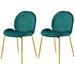 Set of 2 Velvet Accent Chairs with Gold Metal Legs - 19" x 21.5" x 34" (L x W x H)