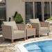 3 Pieces Patio Rattan Furniture Set with Washable Cushion for Yard Porch - 29" x 27" x 28"(L x W x H)