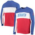 Men's Junk Food Royal/Red New England Patriots Color Block Pullover Sweatshirt