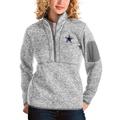 Women's Antigua Heathered Gray Dallas Cowboys Fortune Half-Zip Pullover Jacket