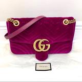 Gucci Bags | Guuci “Marmont” Velvet Bag | Color: Pink/Purple | Size: 12” X 7.5” X 2.5”