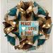 The Holiday Aisle® Pet Wreath Peace Love & Dogs Burlap/Deco Mesh in Blue/Brown | 24 H x 24 W x 6 D in | Wayfair 62EFF95018054A448EB7D31E79F3D315