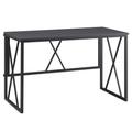 Collapsible X Writing Computer Desk Space Saving for Bedroom, Home Office, Small Spaces, Gray Herringbone/Matte Black - Leick Furniture 70002-BLKNK