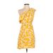 Old Navy Casual Dress - Mini One Shoulder Sleeveless: Yellow Print Dresses - Used - Size X-Small