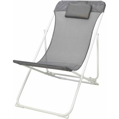 Spetebo - 2.04 Lounge Stuhl weiß / grau - klappbarer Liegestuhl
