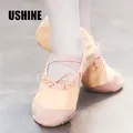 USHINE-Chaussures de danse de ballet en toile pour enfants chaussures de tête en cuir pantoufles