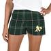 Women's Concepts Sport Green/Black Oakland Athletics Ultimate Flannel Shorts