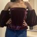 Free People Tops | Free People Purple Velvet Off The Shoulder Balloon Sleeve Top Nwt | Color: Purple | Size: Xs