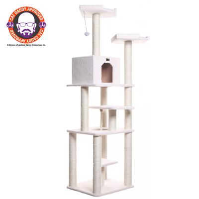 Classic Real Wood 78" Cat Tree Six Levels With Playhouse, Rope Swing by Armarkat in Ivory