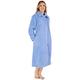 Slenderella Ladies Button Up Dressing Gown Super Soft Waffle Fleece Bath Robe XL (Blue)