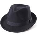 100% Wool Fedora Hat Mens Fedora Hats for Men Trilby Hat Straw Sun Hat Panama Hat - black - Medium