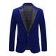 Shujin Mens Velvet Blazer Slim Fit One Button Formal Suits Coat Solid Blazer Business Jacket Blazers(Blue,M)